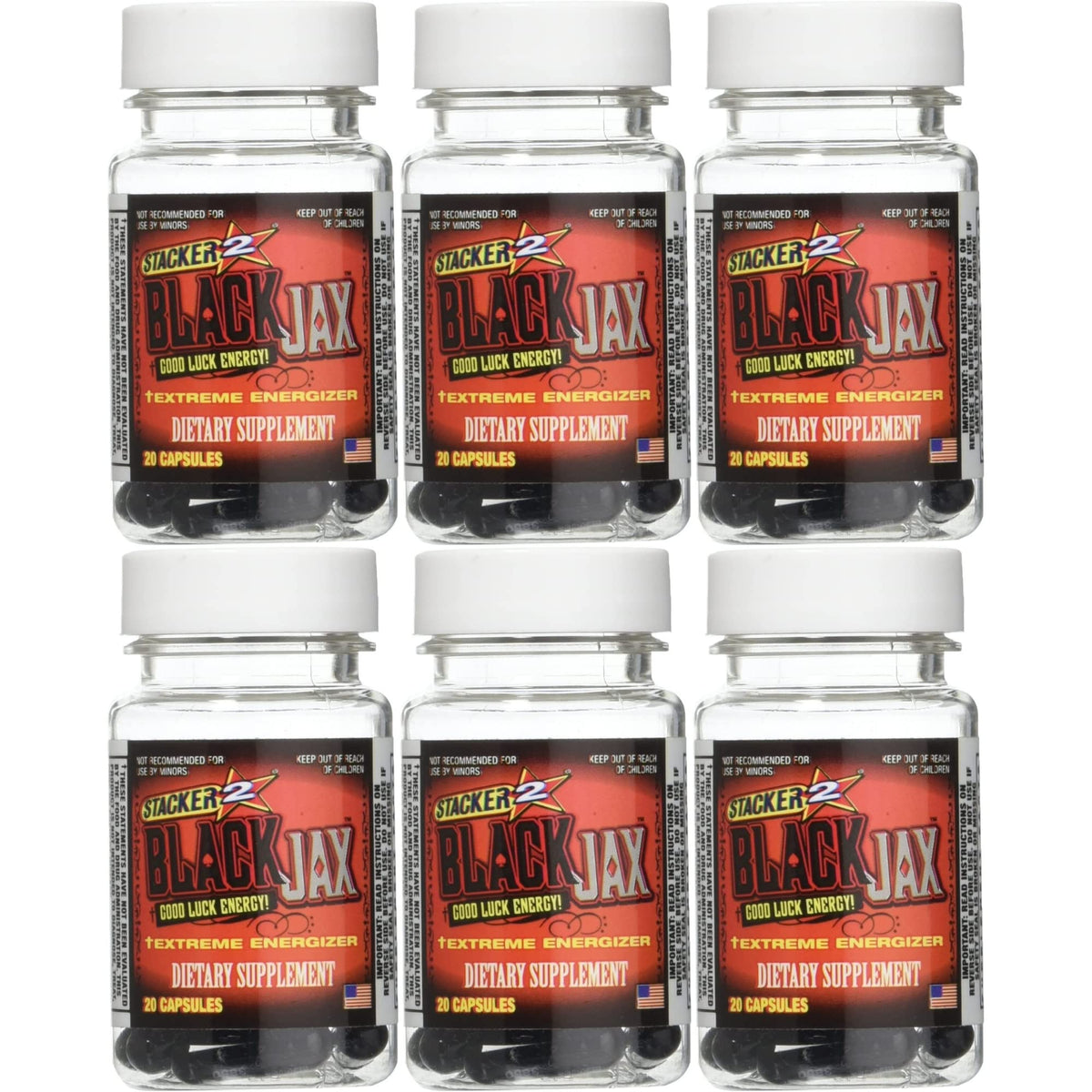 STACKER 2 Black Jax bottle front view for on-the-go energy boost.