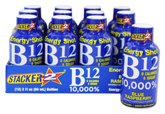 Stacker 2 blue raspberry energy shot 12-pack on-the-go energy boost for busy mornings