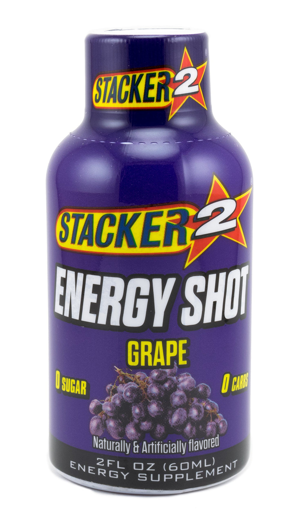 Stacker 2 energy shot grape 24-pack box, ready for on-the-go fueling.