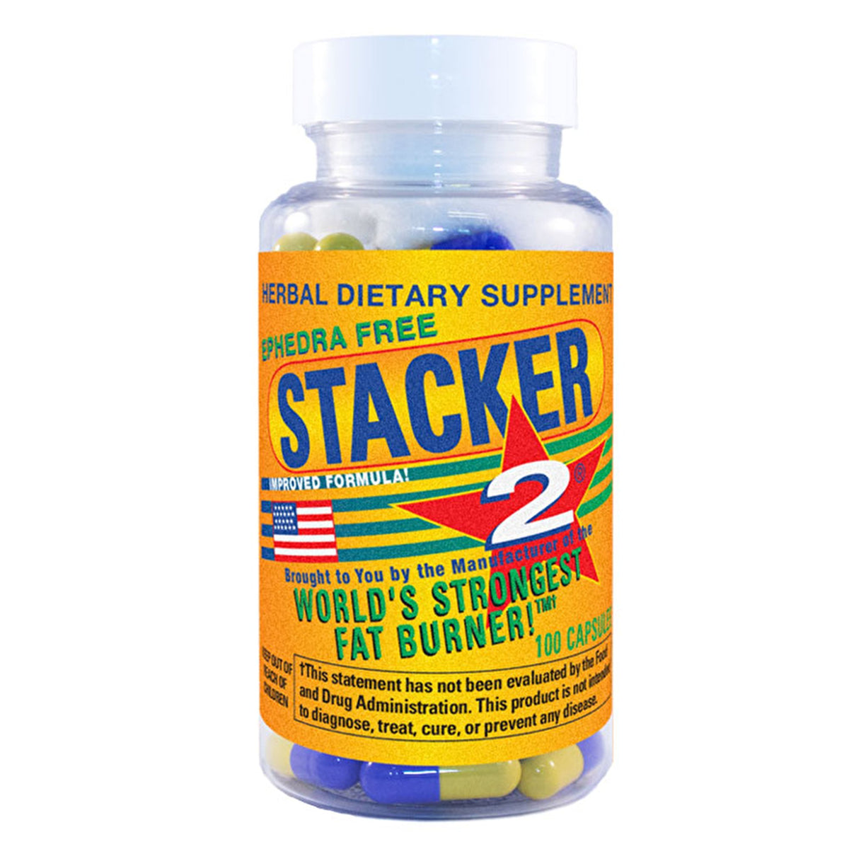 Front view of Stacker 2 Fat Burner Capsule bottle
