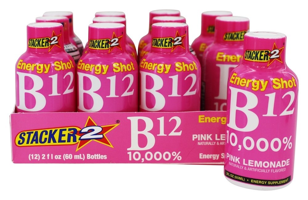 Stacker 2 Pink Lemonade energy shot 12-pack box ready for gifting or sharing.