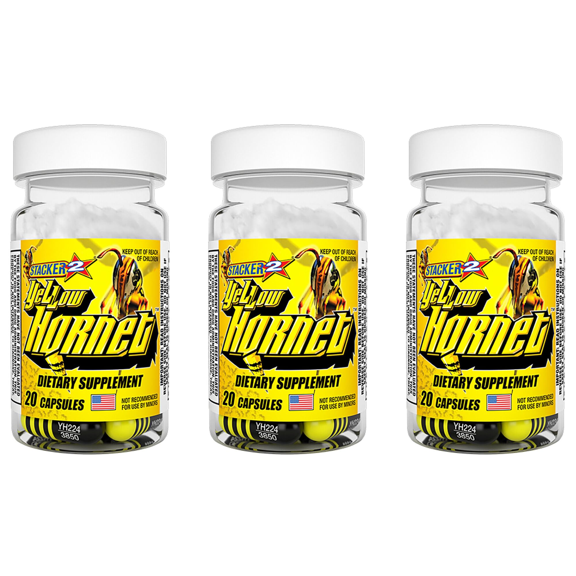 Stacker 2 Yellow Hornet 3 20 count bottles front label