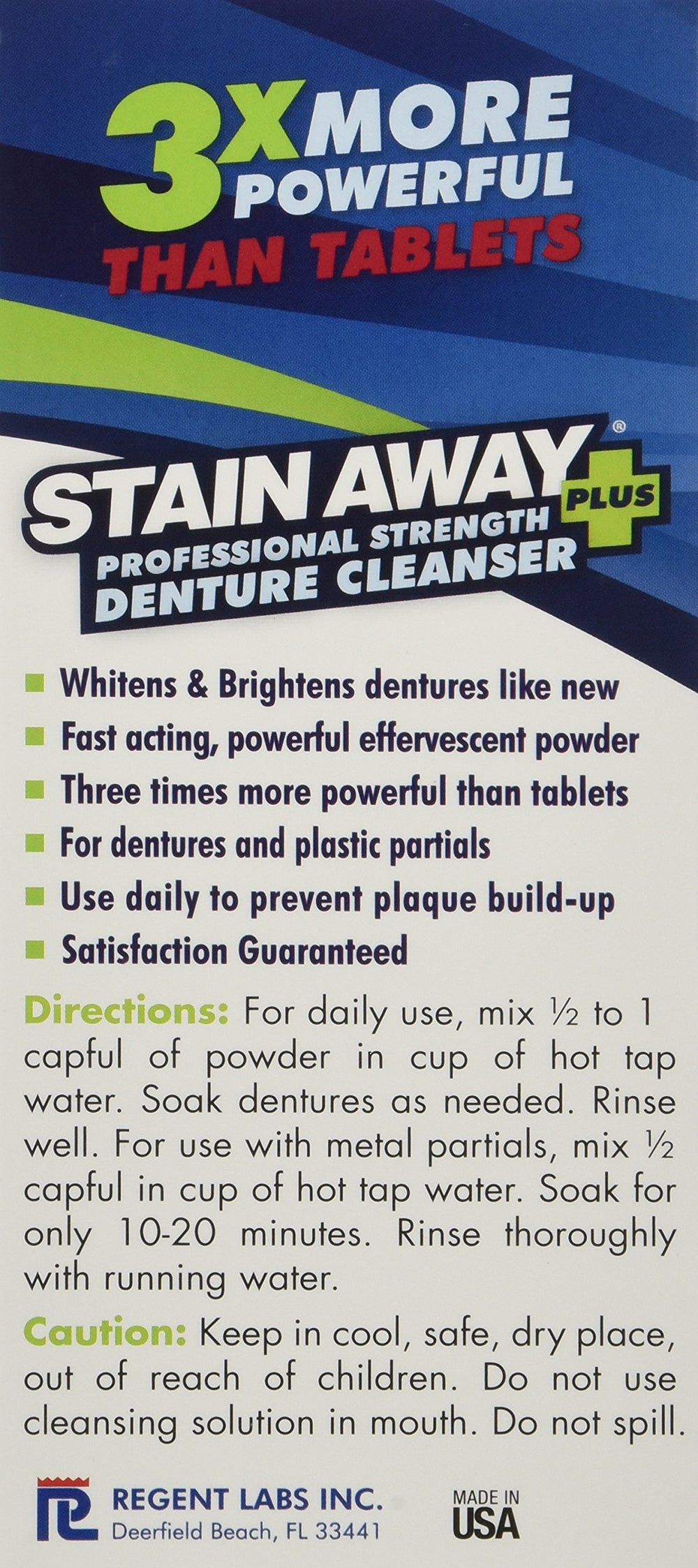 Stain-Away Plus Dental Cleanser product packaging close-up