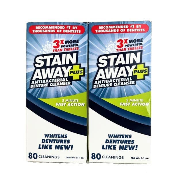 StainAway Plus Denture Cleanser 8.1oz powder canister – 2-pack