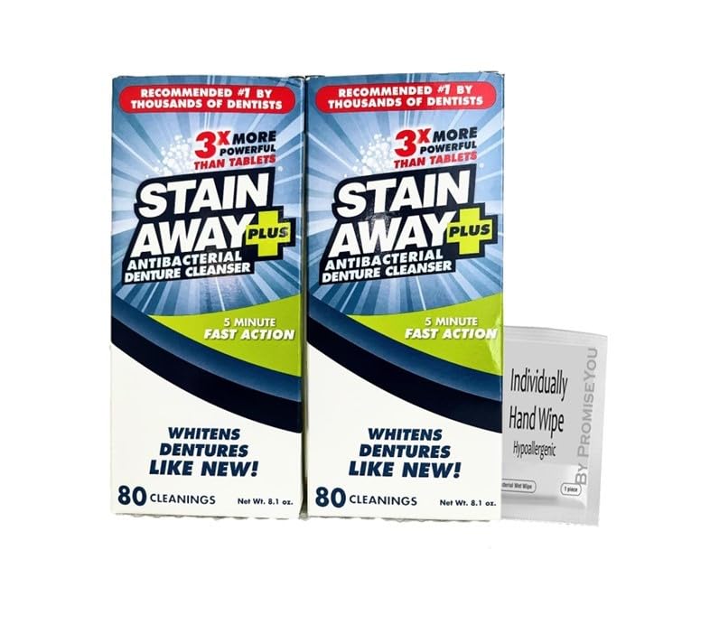 Close-up of denture cleanser powder dissolving in water