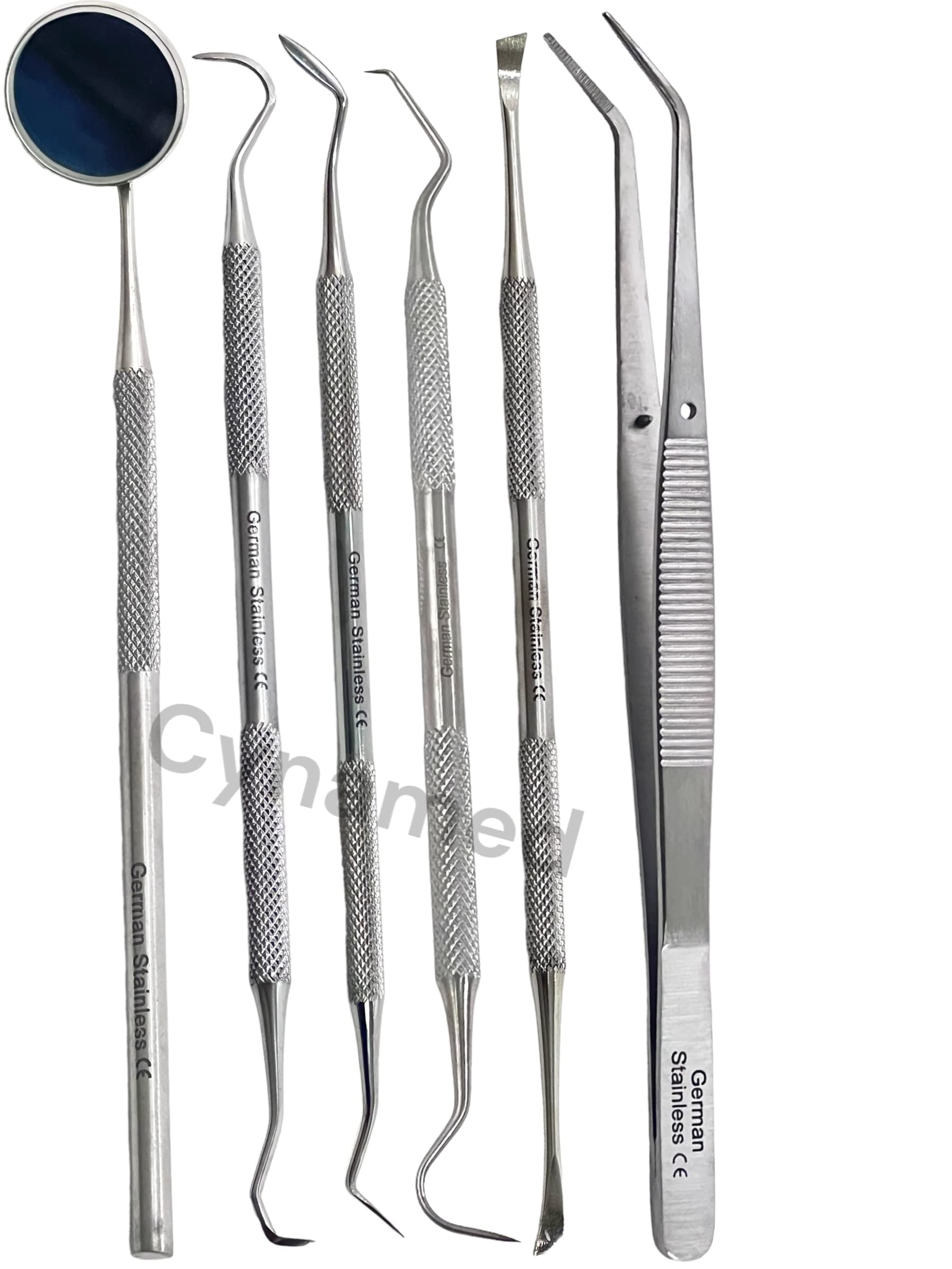 Stainless steel dental hygiene tools for professional use