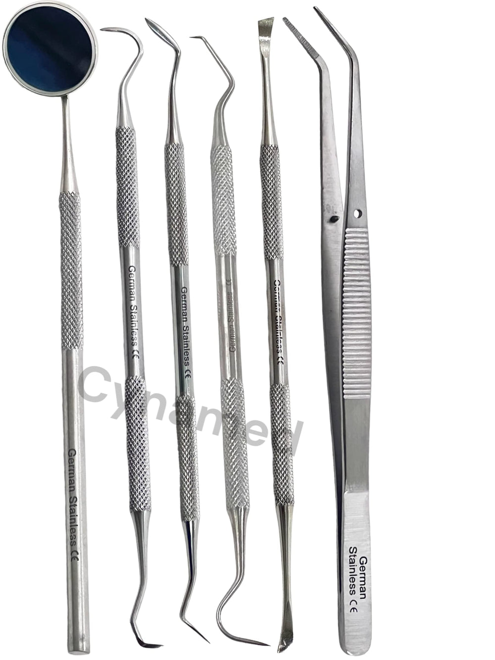 Stainless steel dental hygiene tools for professional use