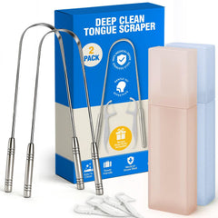 Front view of Stainless Tongue Scraper Set in stainless steel