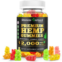 Bottle of STANCES ORCHARD Hemp Gummies packaging