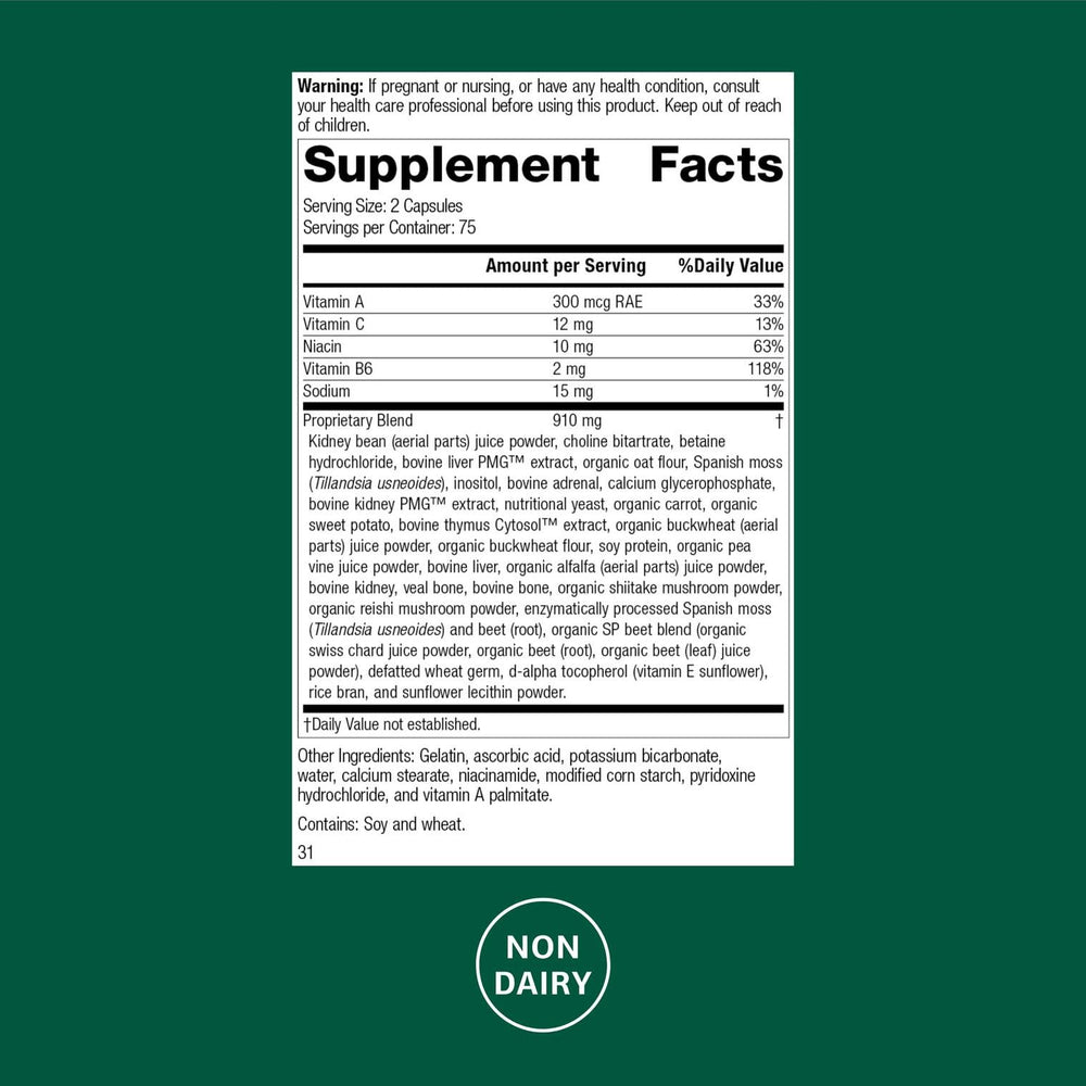Albaplex label detail featuring vitamins A, B6 and C.