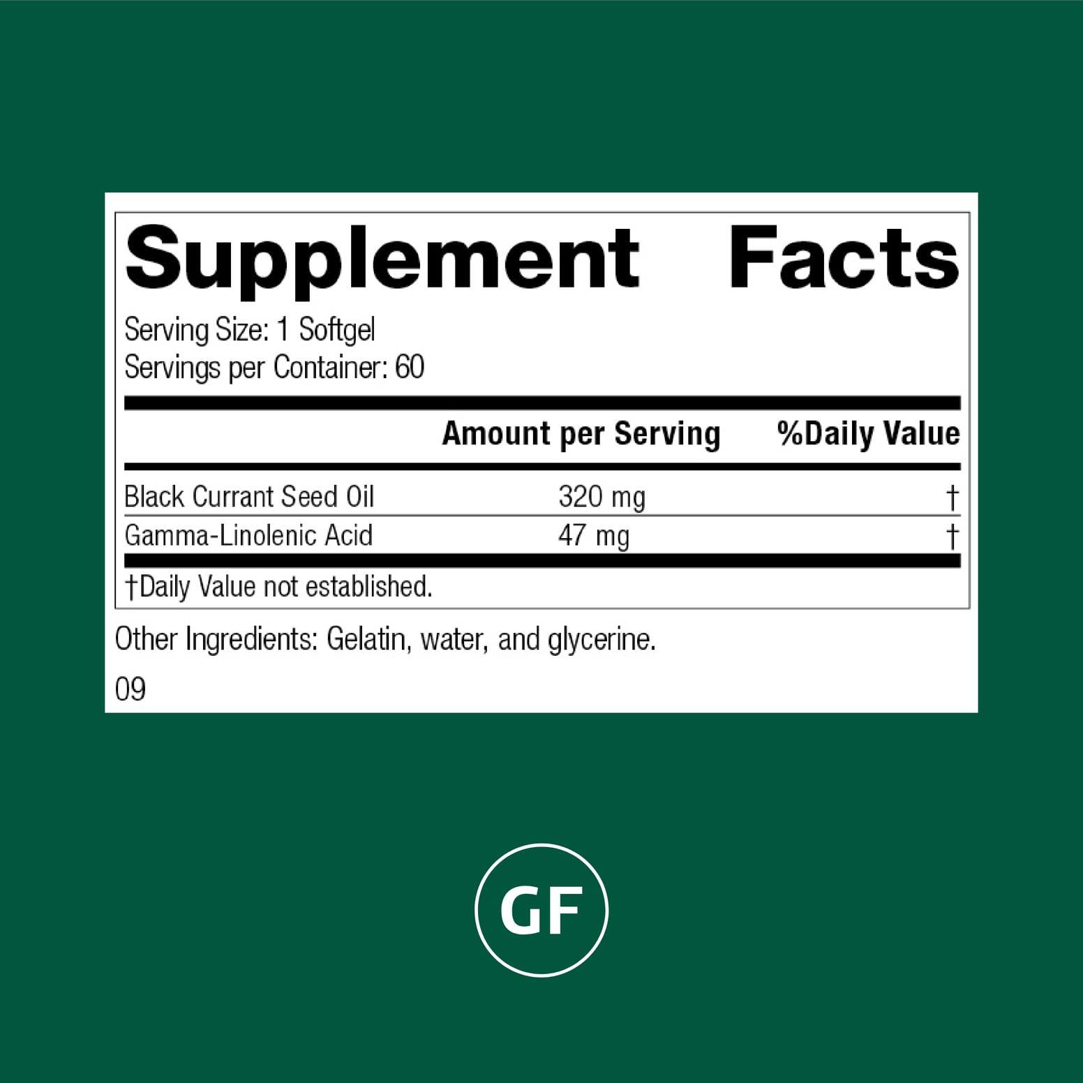 Label of Standard Process Black Currant Seed Oil bottle