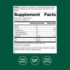 Calamari Omega-3 Liquid bottle label close-up