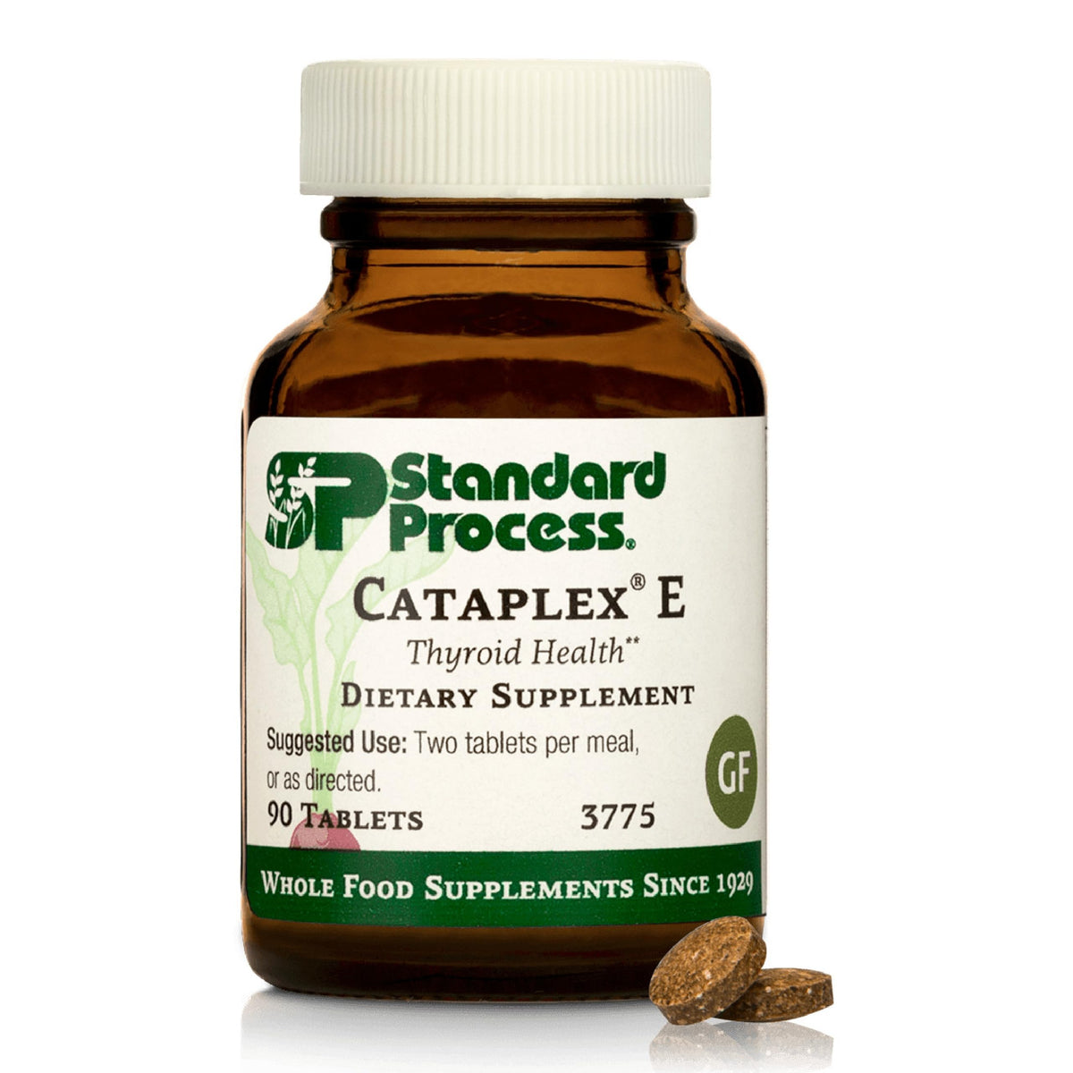 Standard Process Cataplex E bottle label with 90 tablets