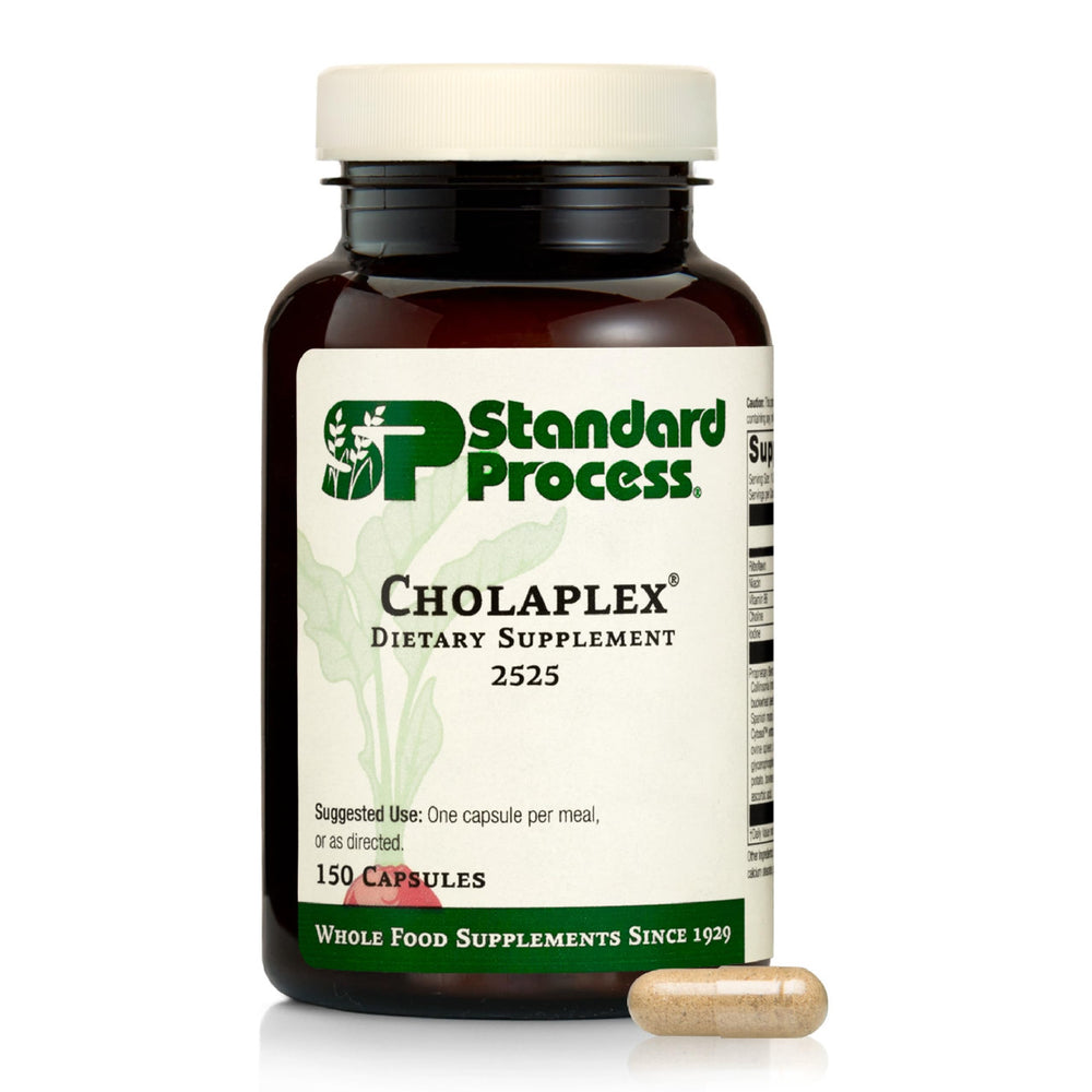 Standard Process Cholaplex bottle front label with 150 capsules