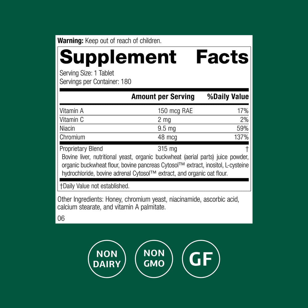 Close-up of Chromium Complex ingredients label