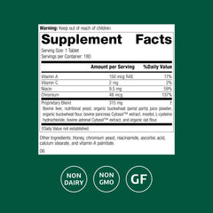 Close-up of Chromium Complex ingredients label