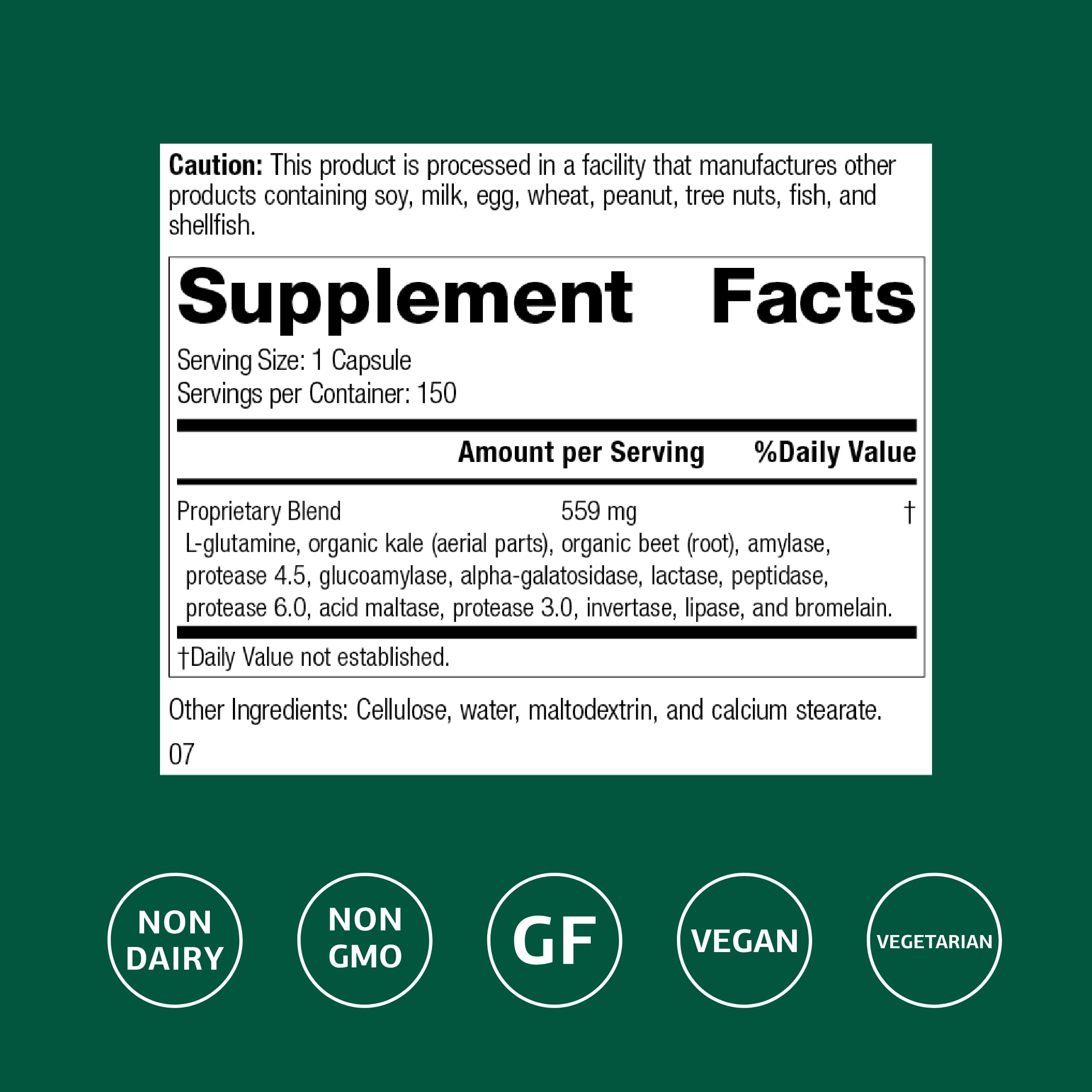 Enzycore bottle label close-up