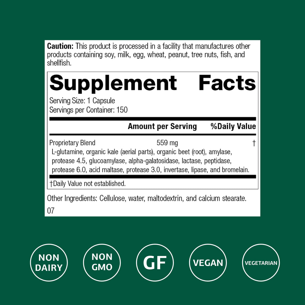 Enzycore bottle label close-up