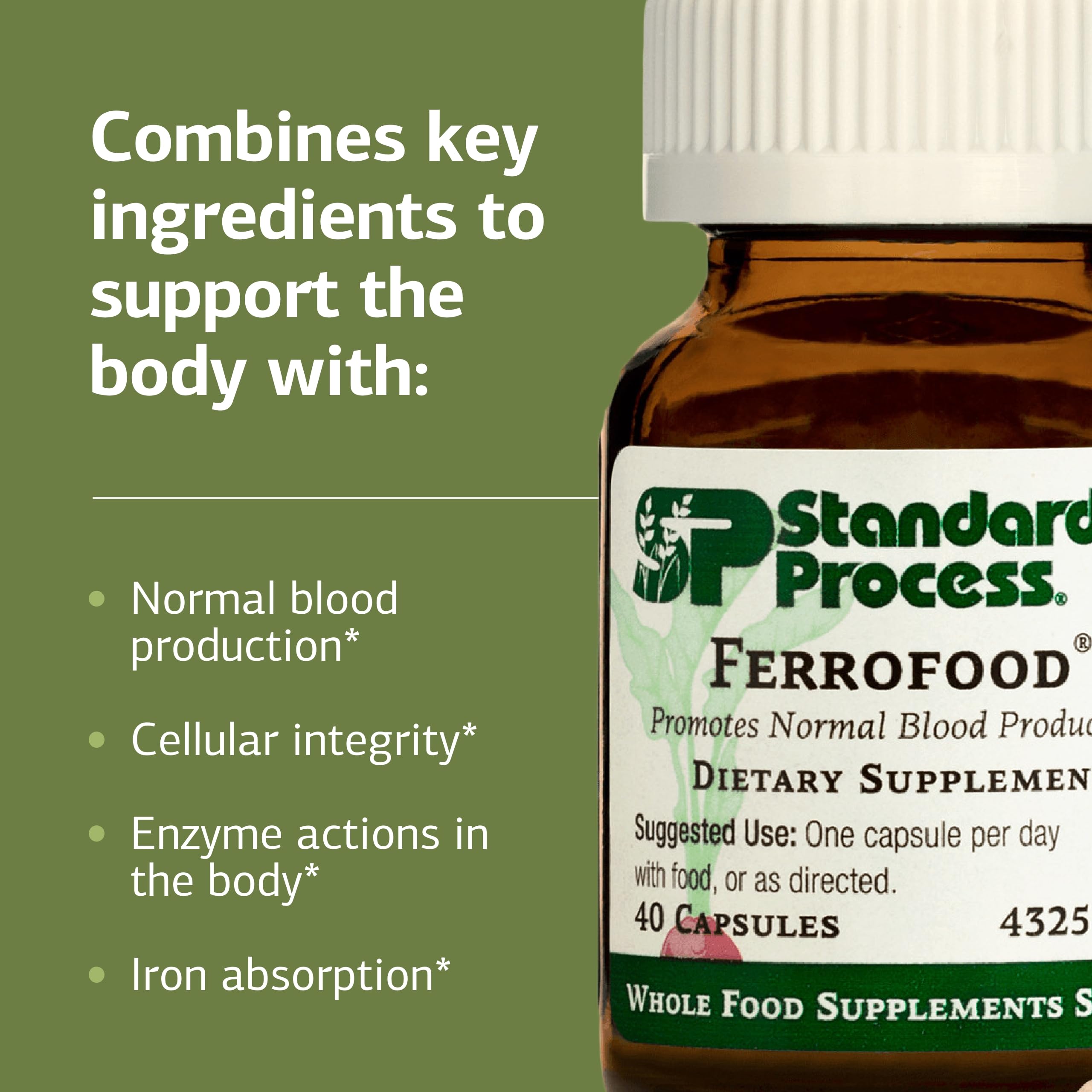 Ferrofood bottle showing dosage and directions