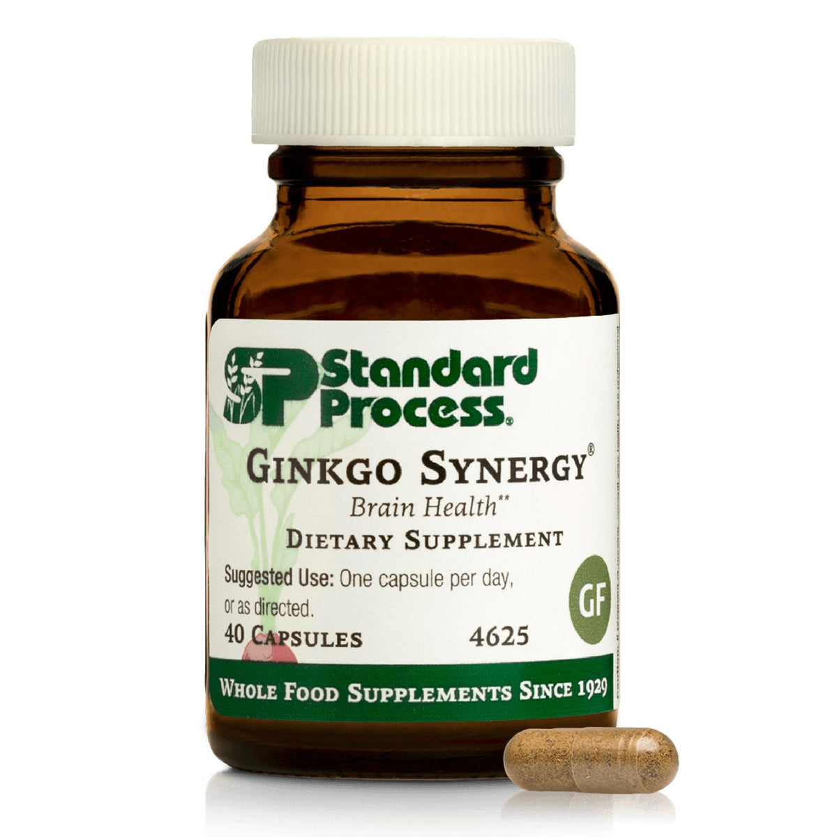 Bottle of Standard Process Ginkgo Synergy 40 capsules