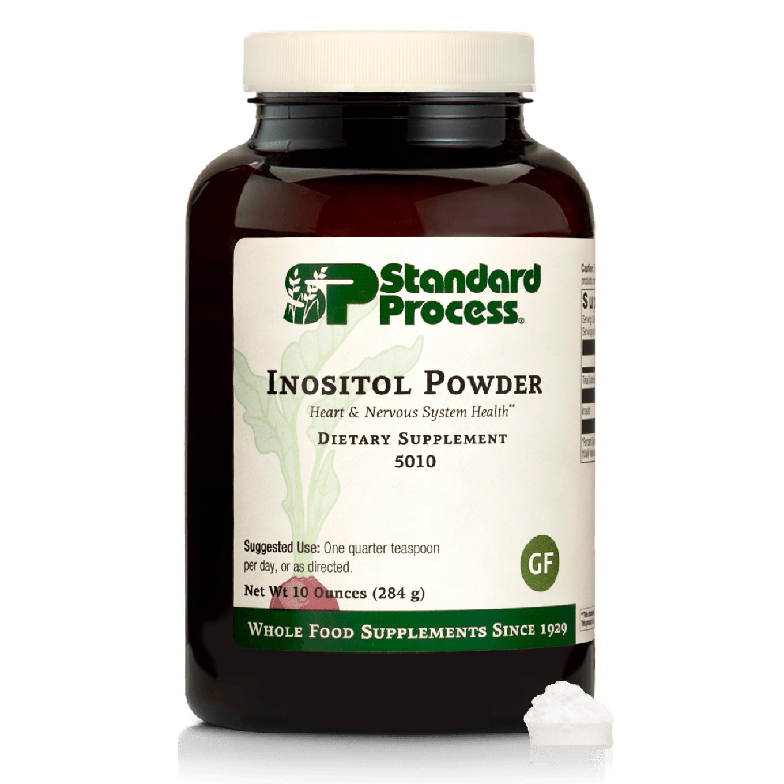 Standard Process Inositol Powder bottle label showcasing heart and liver support.