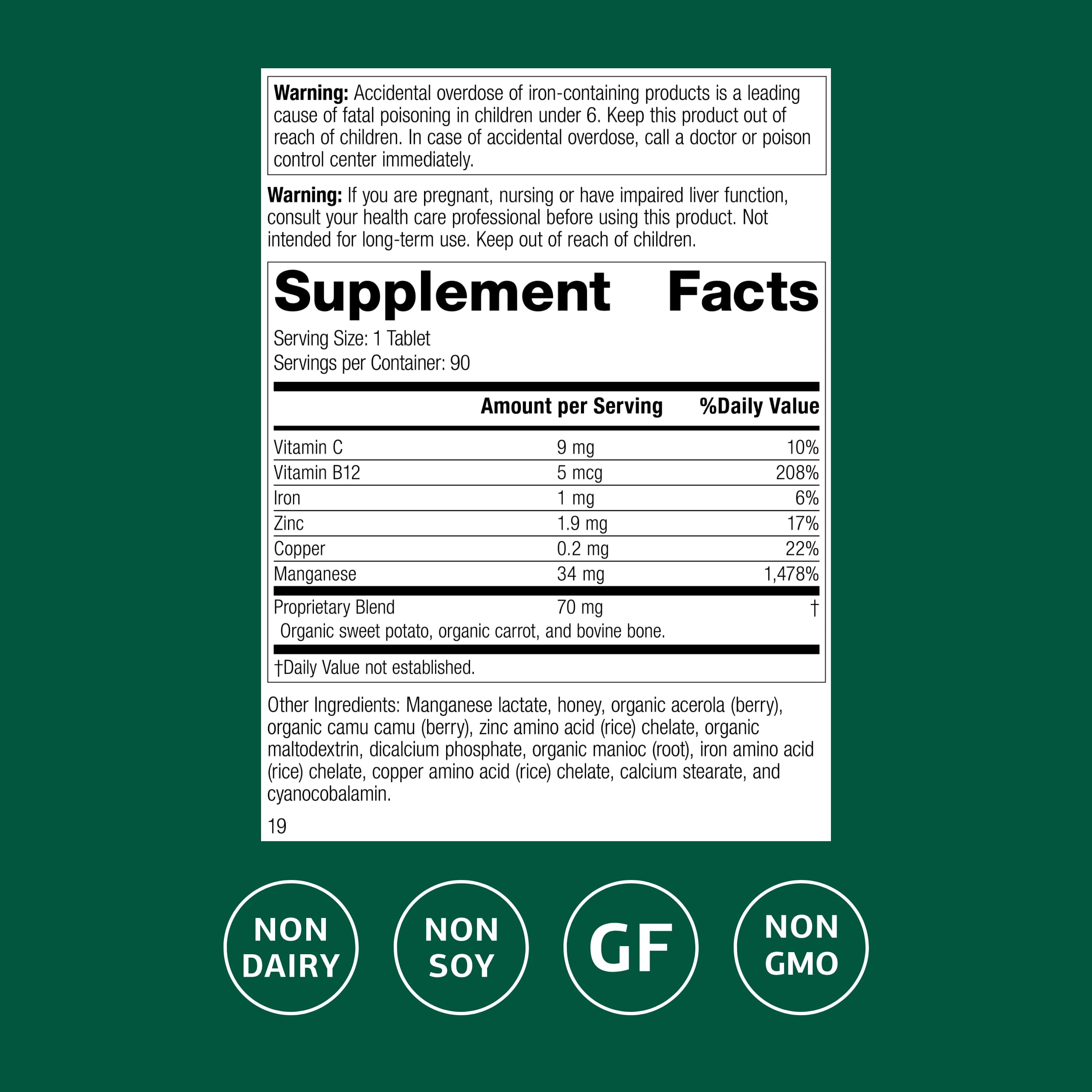 Blood health support with Manganese B12