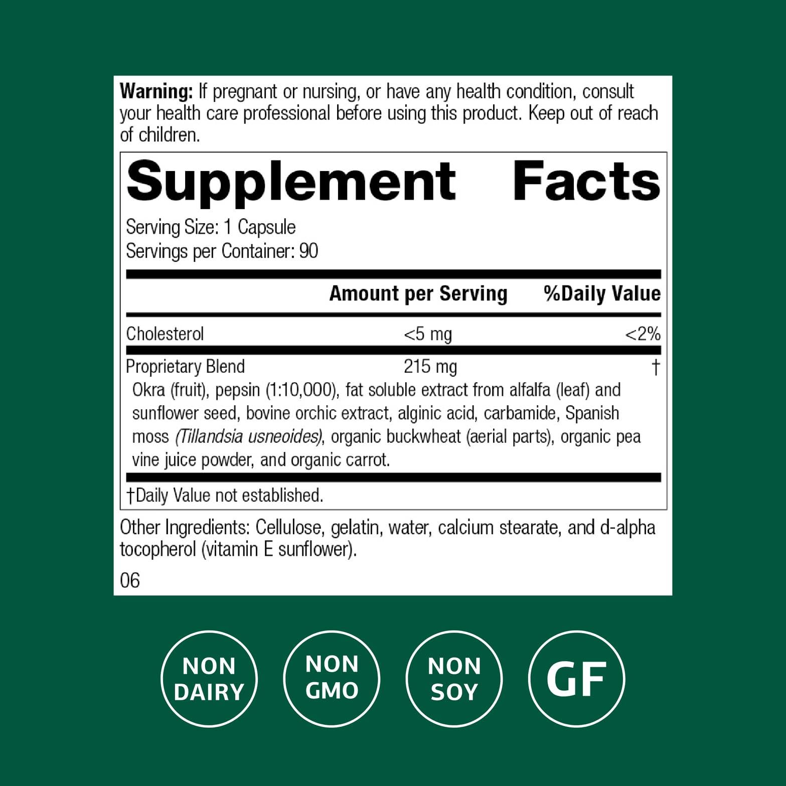 Okra Pepsin E3 capsules and packaging close-up