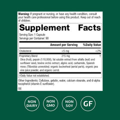 Okra Pepsin E3 capsules and packaging close-up