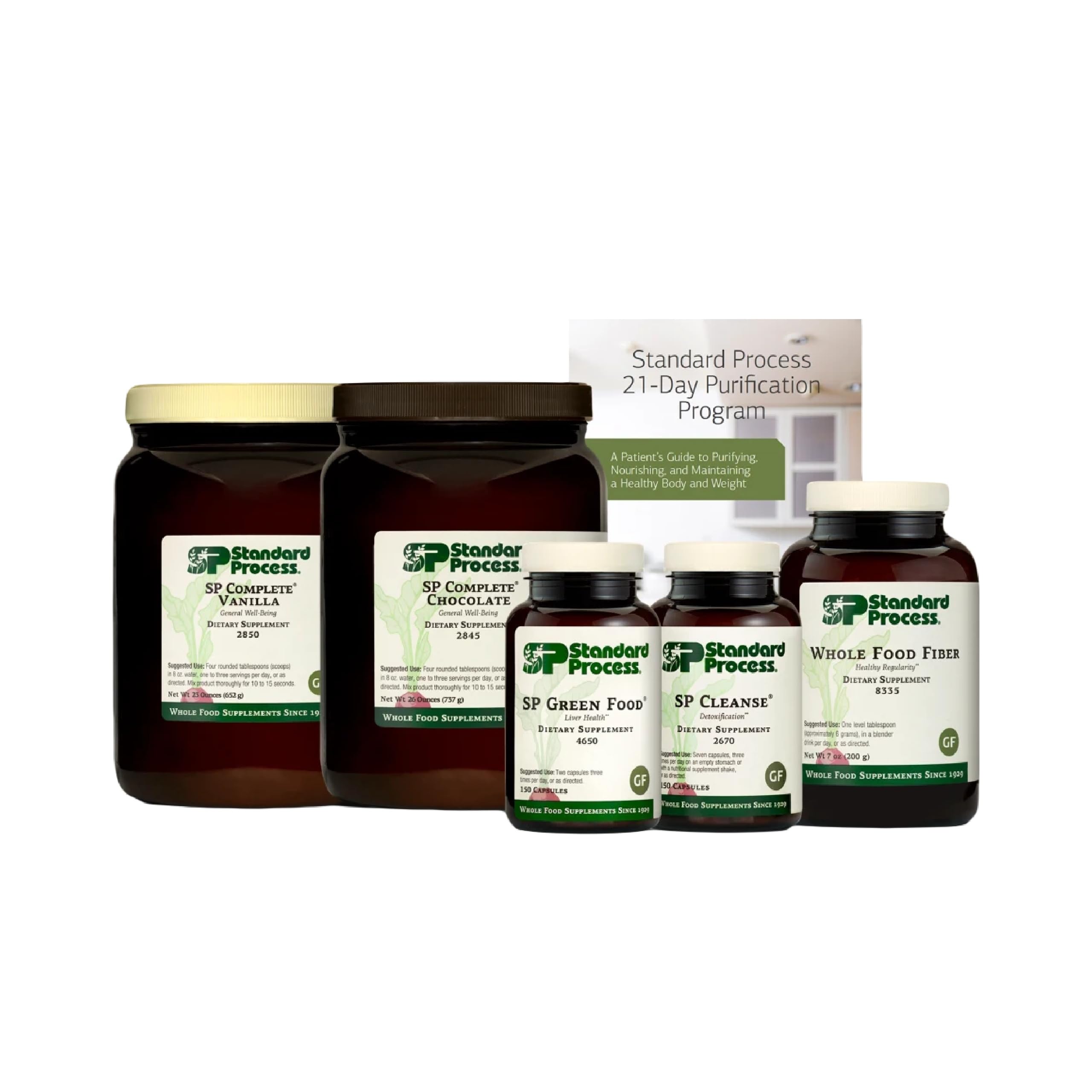 Purification kit front with SP Complete Chocolate and Vanilla powders