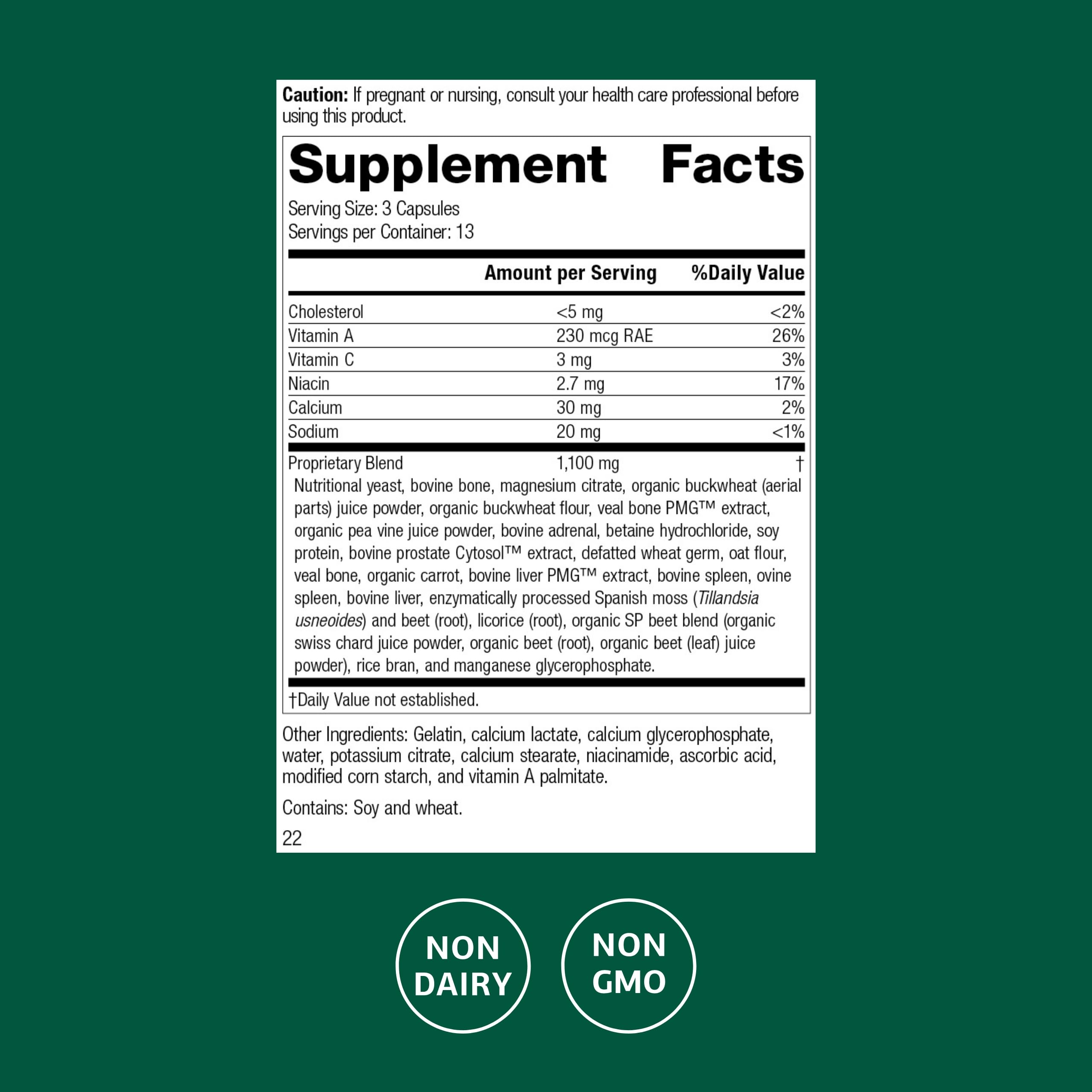 Close-up of Rumaplex bottle label showing Vitamin A and Niacin