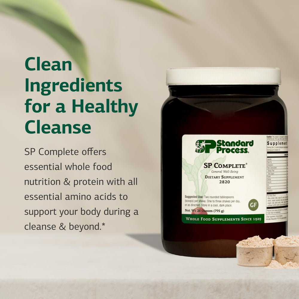 Standard Process SP Complete Brussels sprouts ingredient label emphasizes immune and digestive support.