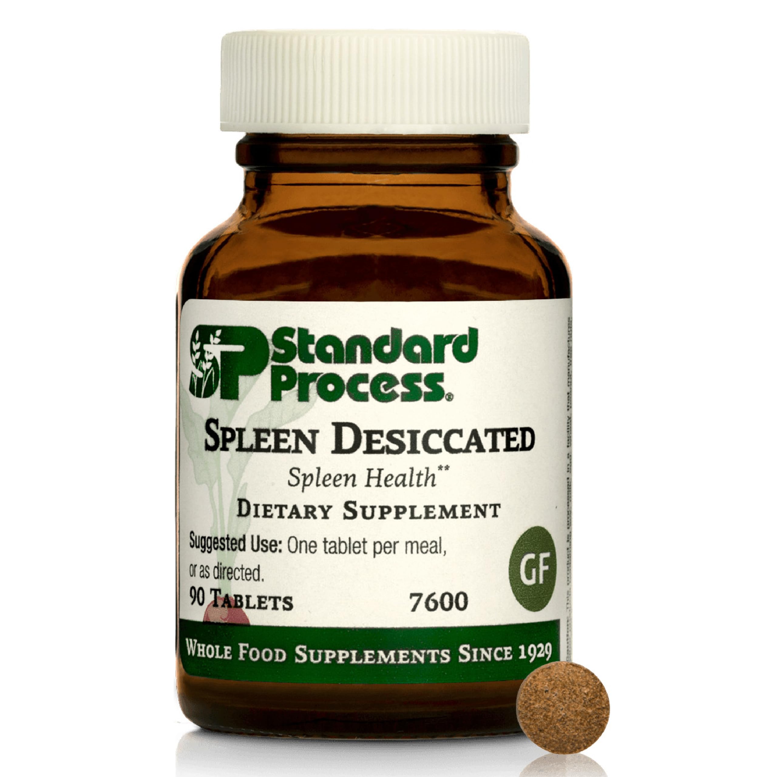 Front view of Standard Process Spleen Desiccated bottle with 90 tablets