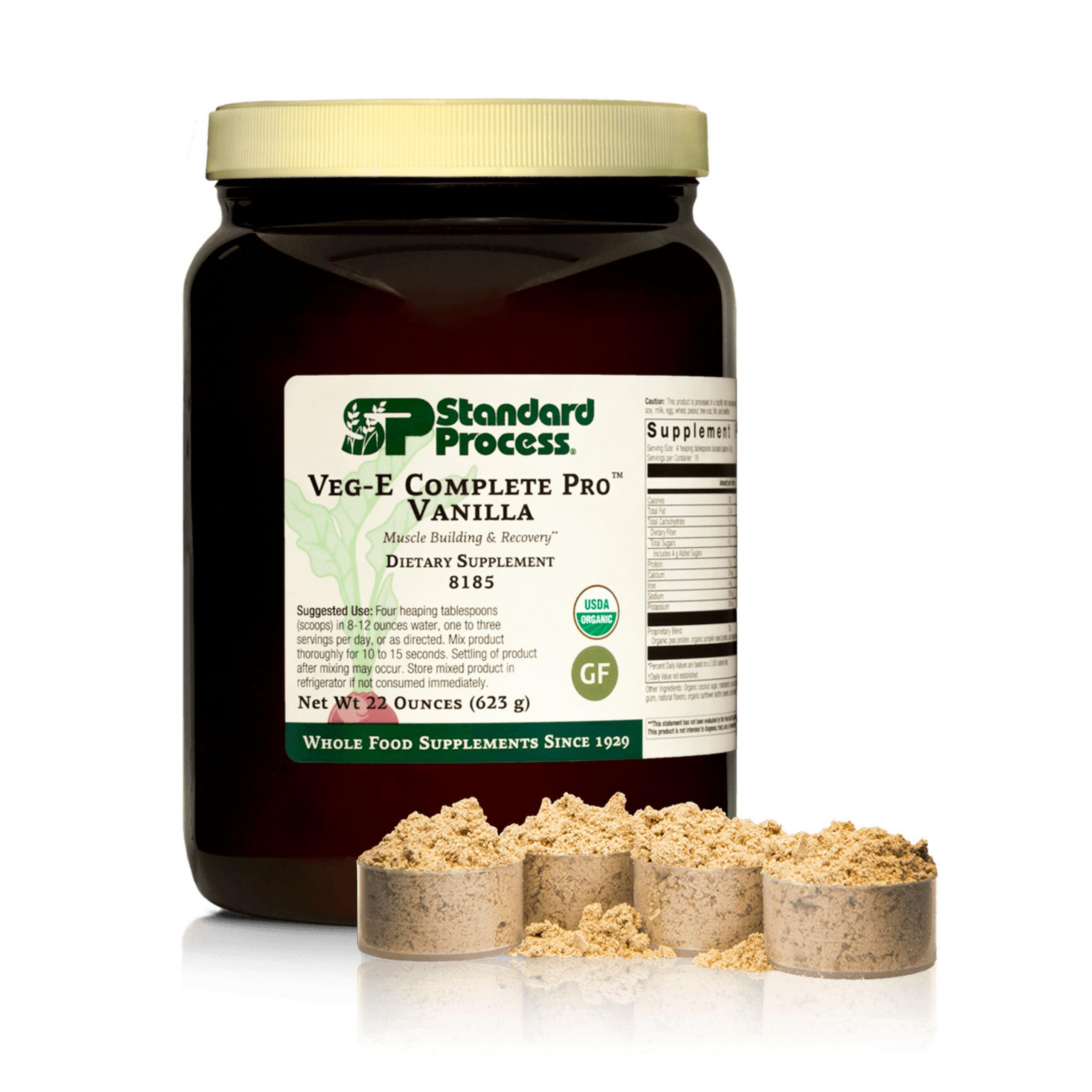 Standard Process Veg-E Complete Pro vanilla tub front, plant-based protein for daily recovery