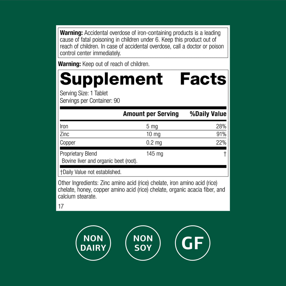 Close-up of Zinc Complex bottle label