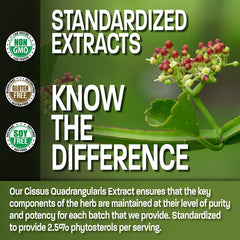 Label showing 2.5% phytosterols standardized extract