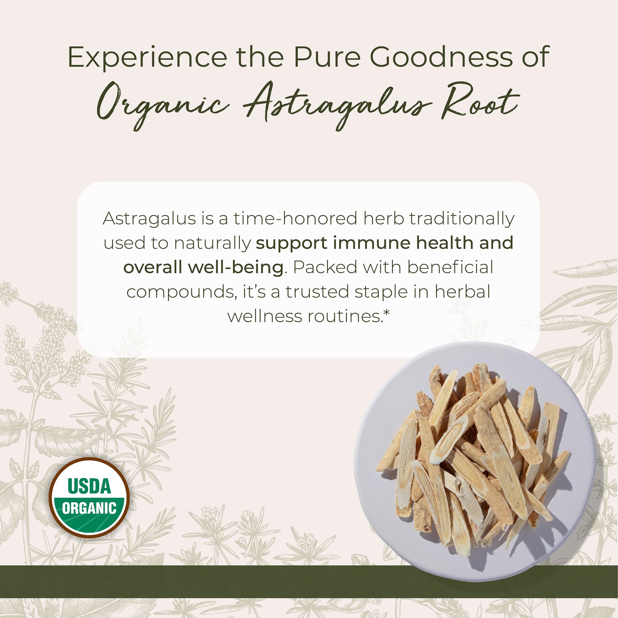 Dried astragalus root slices in a bowl