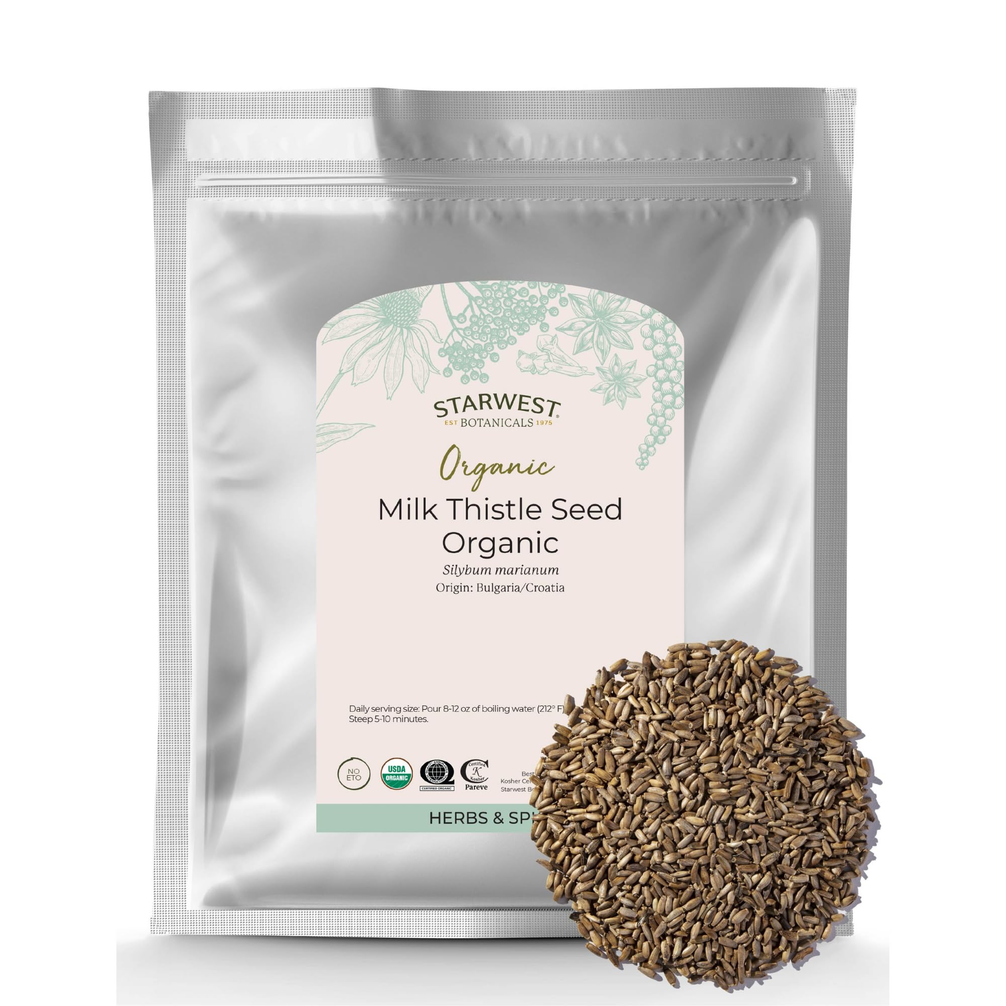 Starwest Botanicals Organic Milk Thistle Seed Whole in 1 lb bulk bag
