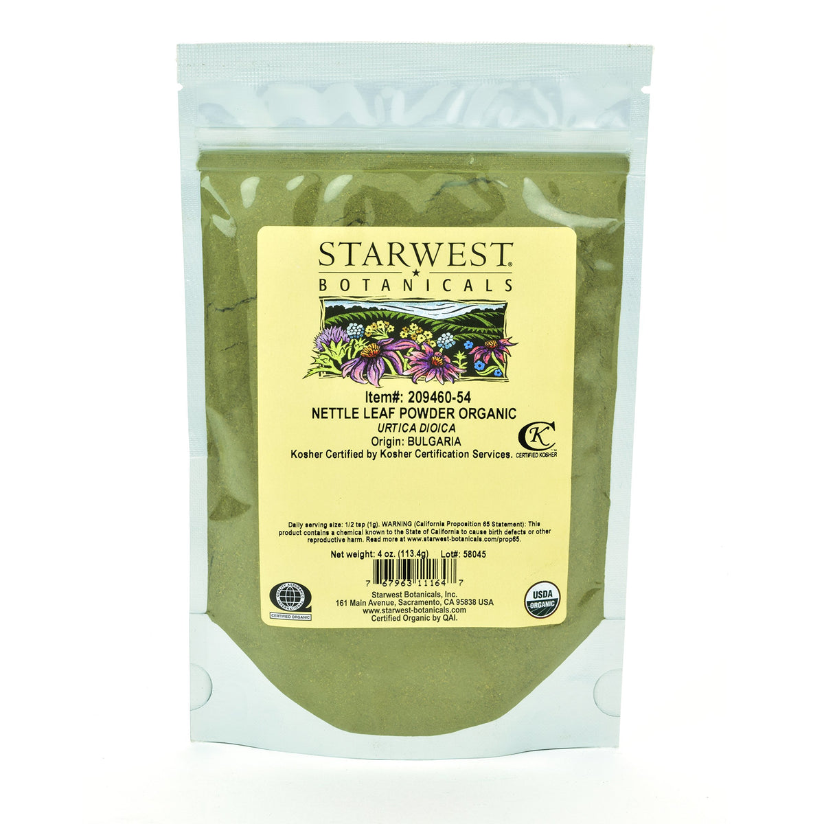 Organic Nettle Leaf Powder – 4 oz, Urtica dioica, image 1