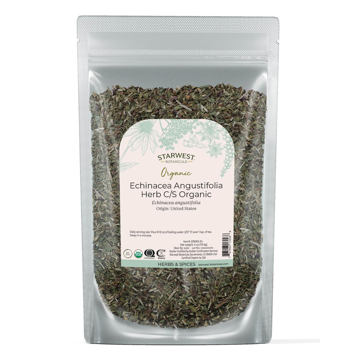 Starwest Botanicals Organic Echinacea Angustifolia - loose leaf herb for tea, tinctures, and blends