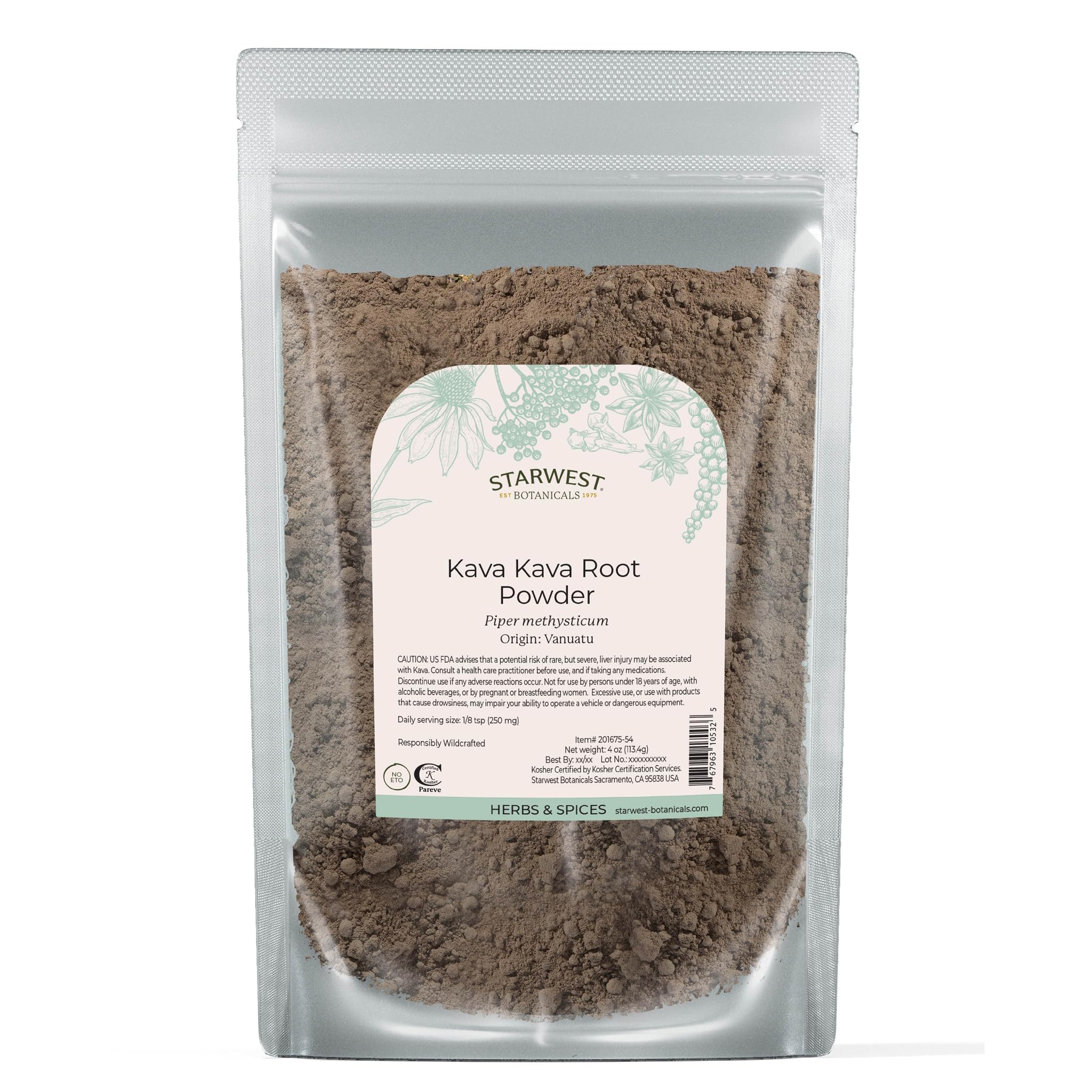 Starwest Kava Kava root powder 4 oz front view
