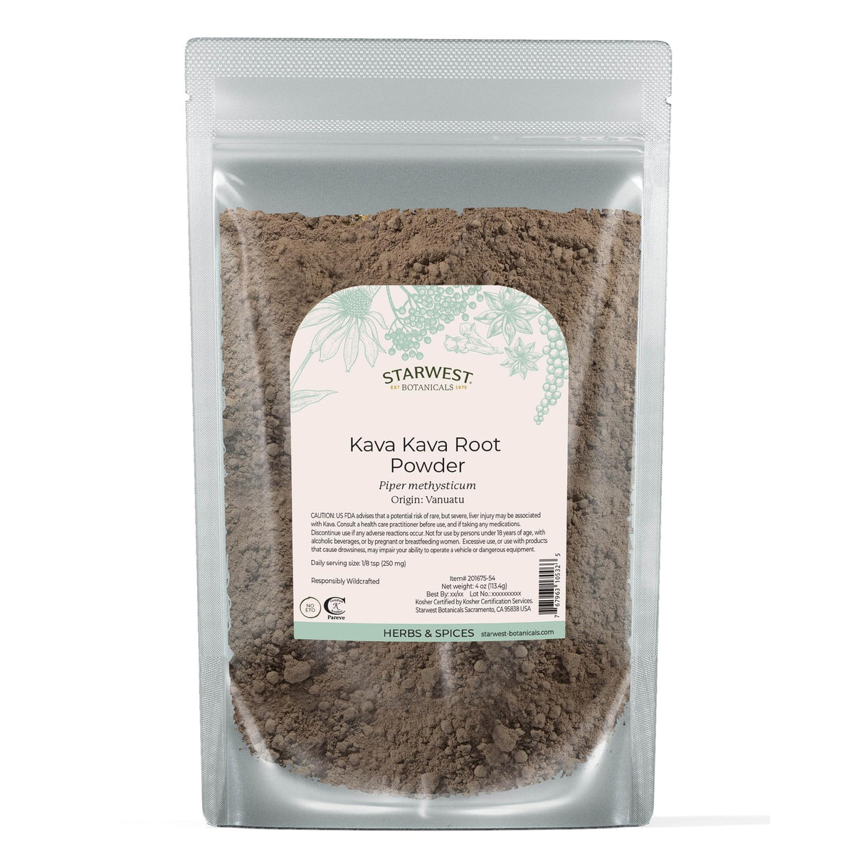 Starwest Kava Kava root powder 4 oz front view