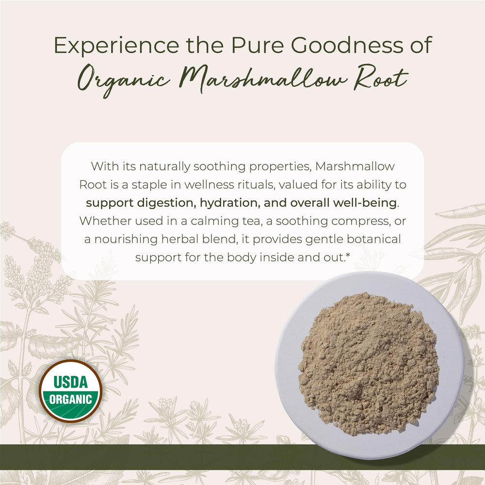 Organic marshmallow root powder label