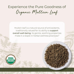 Back packaging view of Starwest Organic Mullein Leaf 1 lb bulk bag