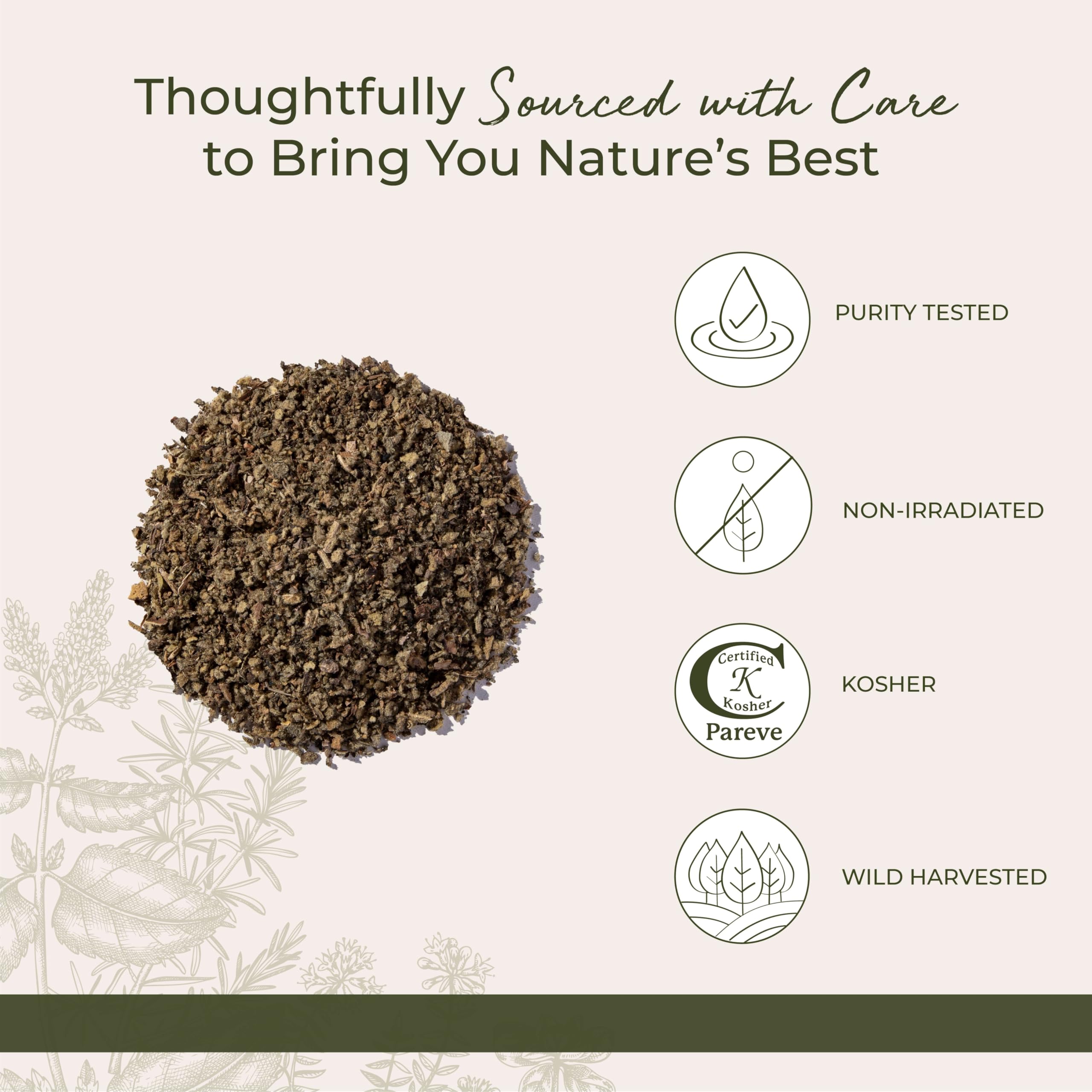 Kosher-certified mullein leaf packaging label