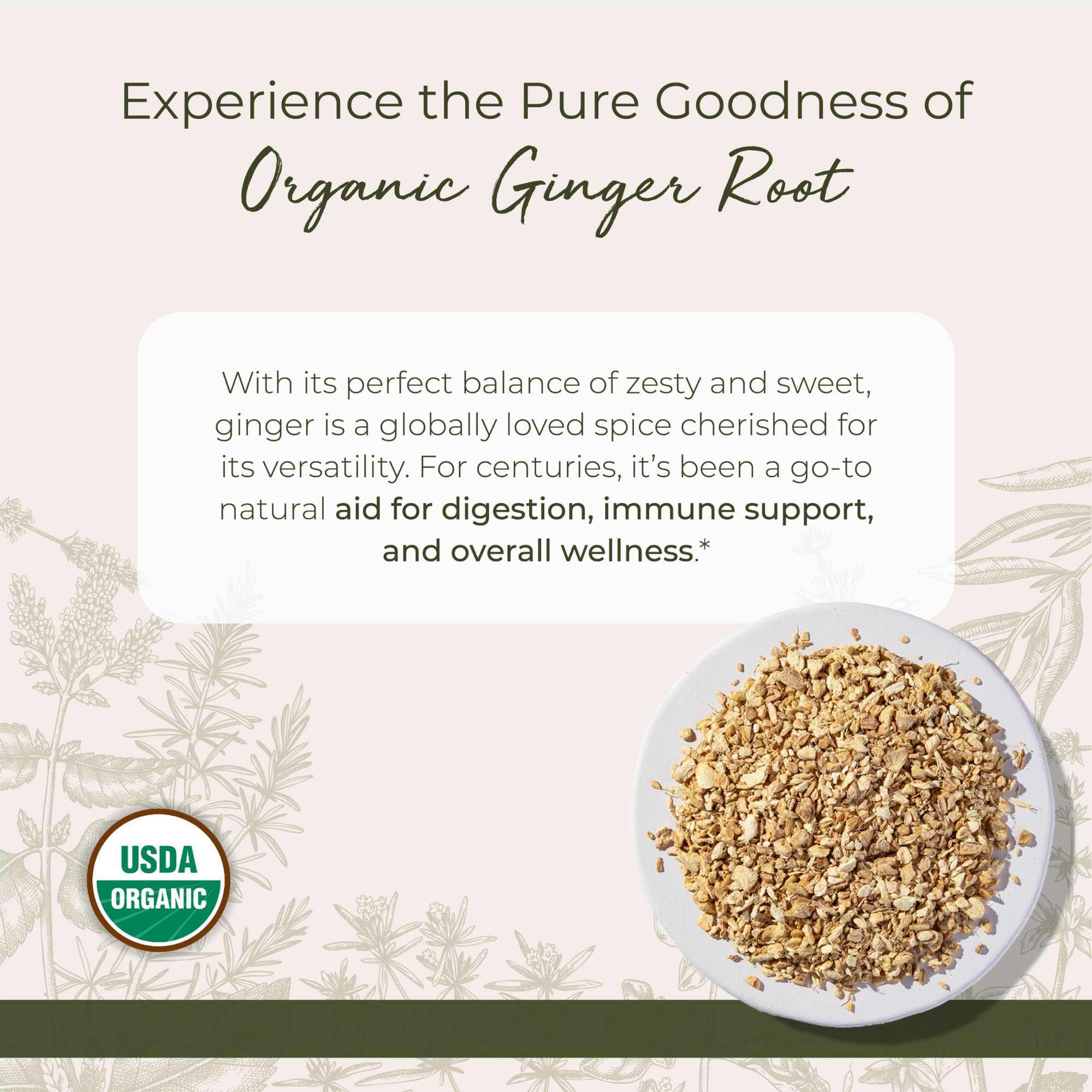 Back label of Starwest Organic Ginger Root 1 lb bag