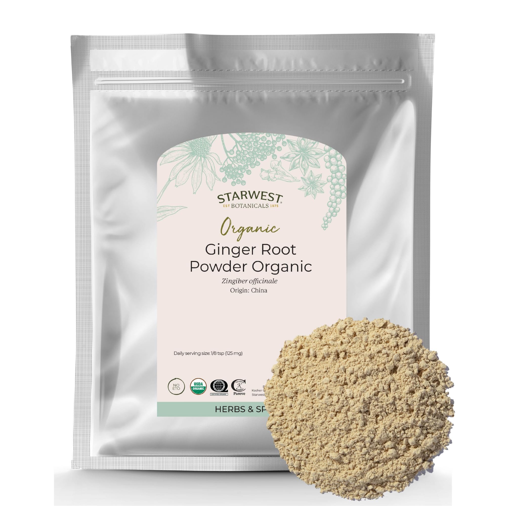 Organic ginger root powder 1 lb bag by Starwest Botanicals