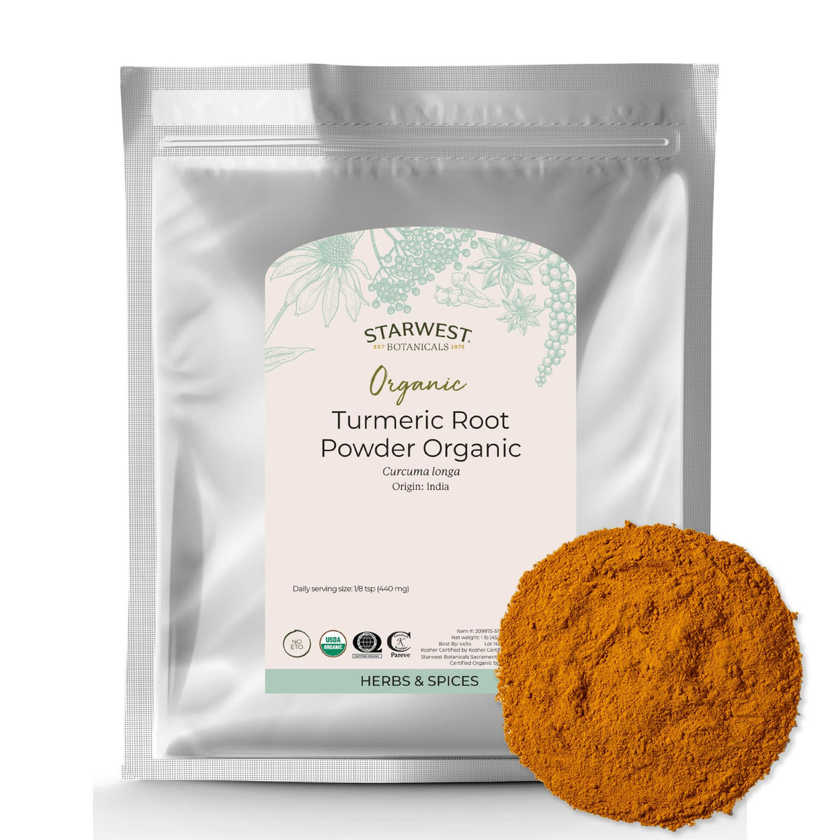 Starwest Organic Ground Turmeric Powder 1 lb bulk bag