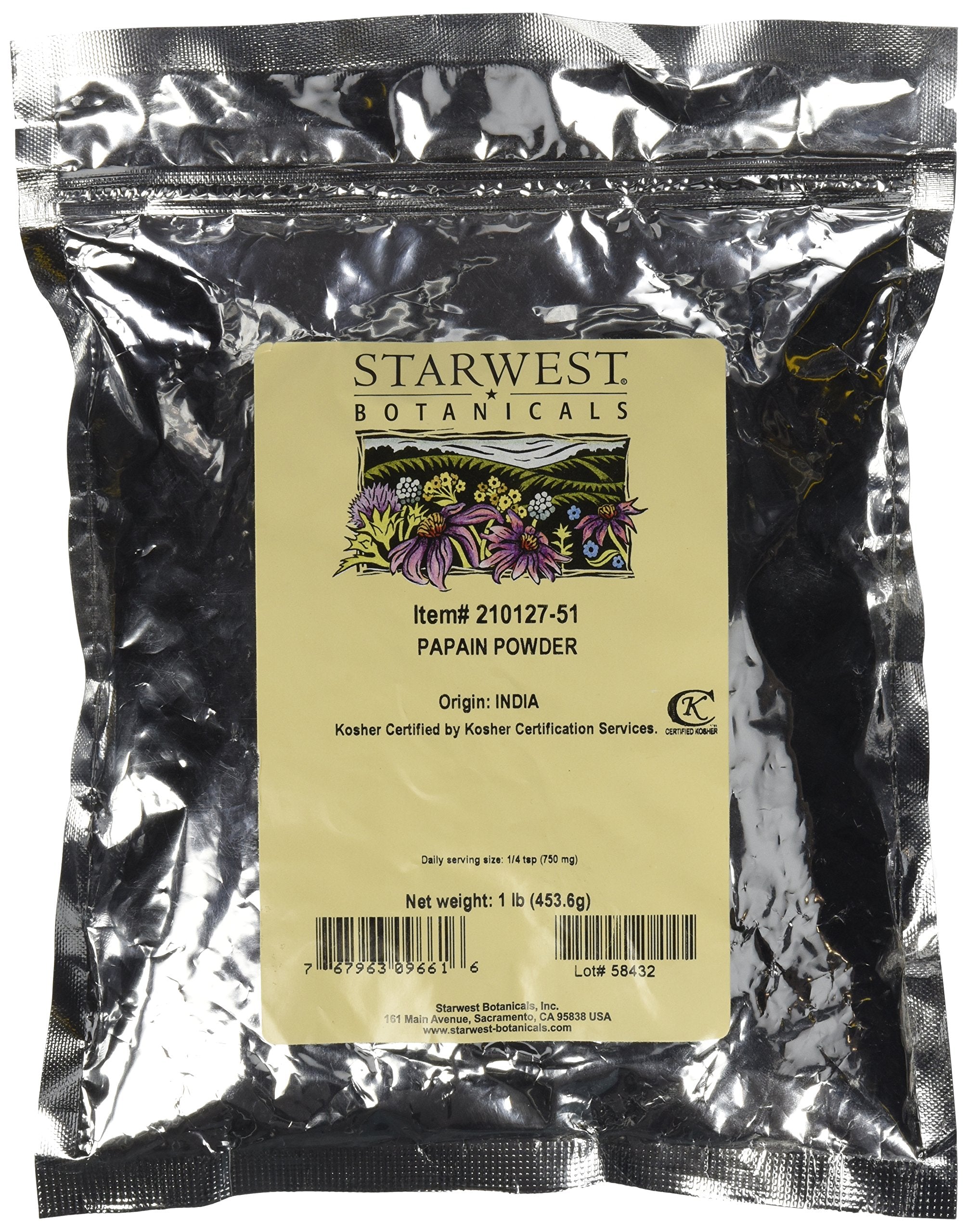 Starwest Botanicals Papain Powder, 1 lb, derived from papaya