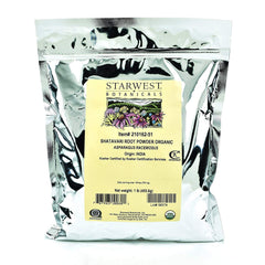 Organic Shatavari Root Powder, 1 lb in resealable mylar bag (Asparagus racemosus), India, USDA Organic, Kosher, cGMP