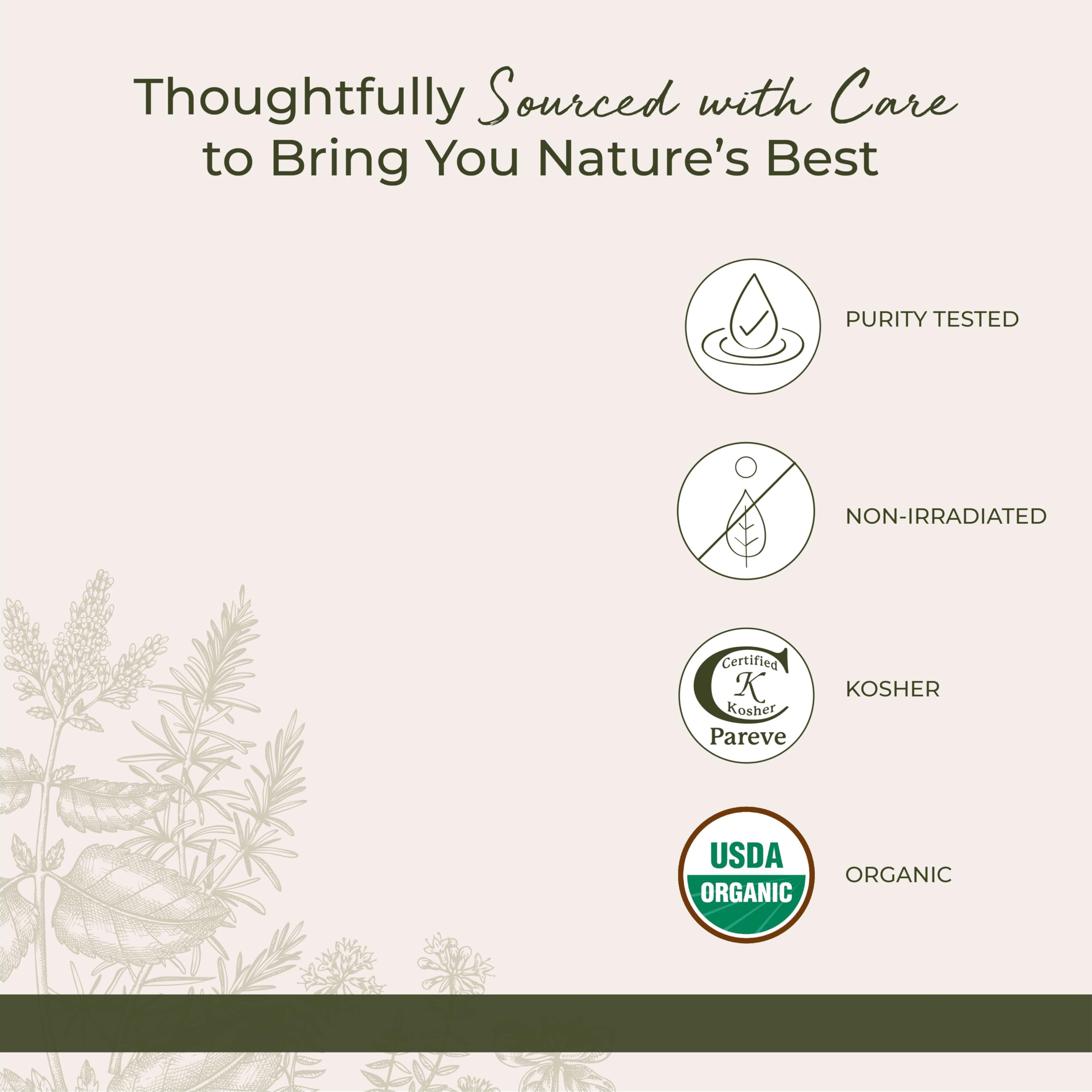 Organic and Kosher certification labels on St. John's Wort packaging
